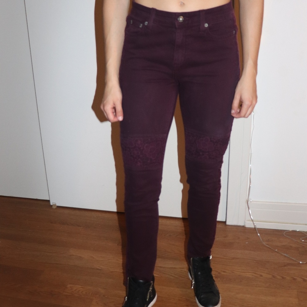 LF Carmar Burgundy Moto Lace Jean